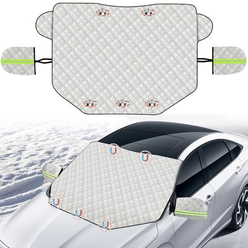 drado windscreen sun shade, sun shield for car windscreen with Side Wing Mirror Cover, Magnetic Block UV Rays in Summerr, Car Windshield sun shade (1.45x1.18m)