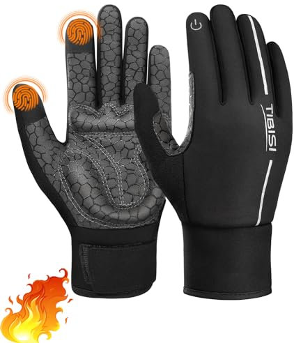 100% Fahrradhandschuhe Herren Damen Warme Winterhandschuhe mit Gepolsterter Touchscreen Radsporthandschuhe Winddichte Laufhandschuhe rutschfeste Sporthandschuhe, Klettern Handschuhe, Schwarz, S