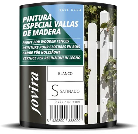 JOVIRA PINTURAS Peinture de clôtures en bois. Émail pour bois extérieur pour clôtures, maisons en bois, garages, etc. (750 Millilitres, Blanc)