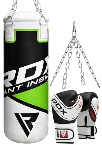 RDX Filled Kids Punch Bag, 60CM Hanging Junior Set for MMA Muay Thai Karate Kickboxing, Maya Hide Leather Youth Children Girls Boys Punching Bag