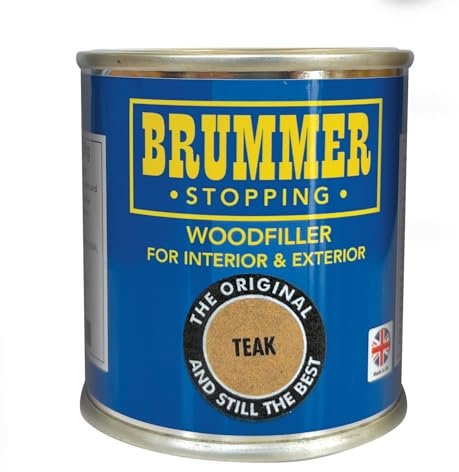 Brummer Mastic pour bois de teck 250 g – 2 tailles et nuances assorties | Idéal pour les réparations et restaurations de bois