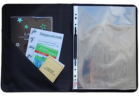 CreaDesign Customize A4 Zeugnismappe für Kinder - 26.7 x 32.7 x 1 cm, erweiterbar auf bis zu 20 Fächer, Sichtbuch ohne Klarsichthüllen, Weltall Watercolor Design, Dokumentenmappe für Schüler