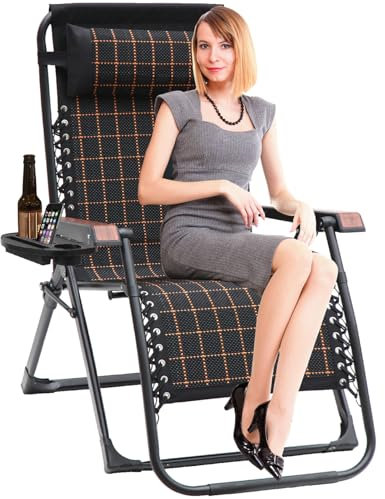 Cozykimo Sonnenliege Klappbar | Liegestuhl Extra Breit Holzmaserung | Gartenliege Faltbar Hohe Lehne mit GeträNkehalter | Patio Liegen | Verstellbarer Relaxliege für Patio-Garten-Balkon-Pool(Black)