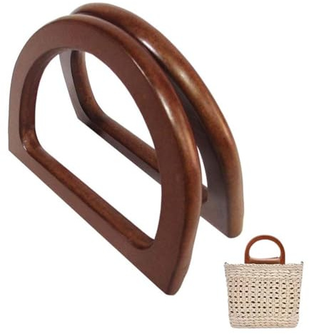 2 PCS Asas para Bolso de Madera, Asas para Mano con Forma de D, Accesorios de Repuesto para Bolsas