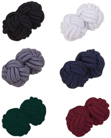 6 Paar manschettenknöpfe herren, manschettenknöpfe, Herren/Damen Seide Stoff Knoten Seidenknoten Manschettenknöpfe für Hemd/Kleid, MEHRWEG
