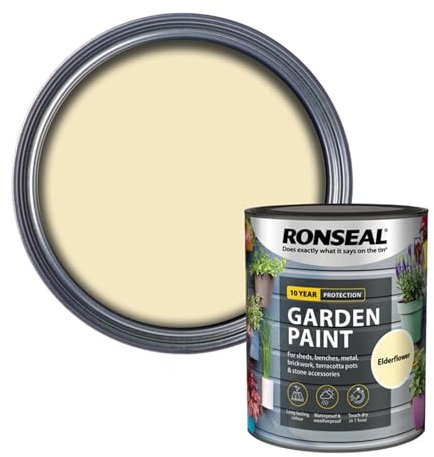 AOC24 Garden Fence Paint 750ml – Multi-Surface Exterior Paint for Wood, Brick, Metal, Stone & Terracotta – Waterproof, Resists Fading, Matt Finish for Sheds, Fences, Garden Furniture Paint Elderflower