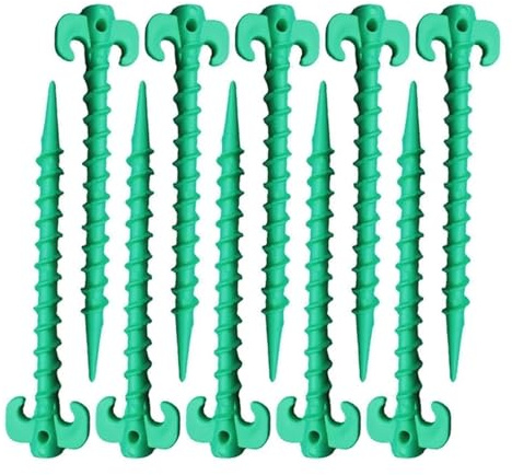 20 st kraftiga tältspikar campingpinnar plastpinnar utomhusläger för fixering av regnpresenningar för utomhusstrand (grön)