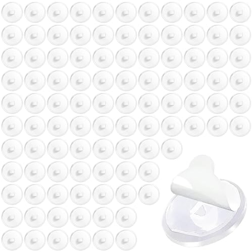 Bangbobi 100 Pezzi di Ganci Adesivi Trasparenti per soffitto Extra Resistenti (2 cm), Ganci autoadesivi Senza Foratura per finestre, pareti, Porte - Ganci Trasparenti per soffitto per Decorazioni