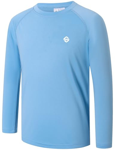 Ewbob Kids UPF 50+ Long Sleeve Rash Guard Quick Dry Tops Sky Blue 13-14Y