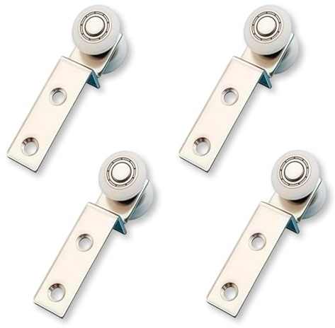 fKiZanthene Roulettes porte coulissante 20 mm en alliage argenté, lot de quatre roulettes pour rail de porte et support coulissant, quincaillerie du meuble pour abri jardin et pergola