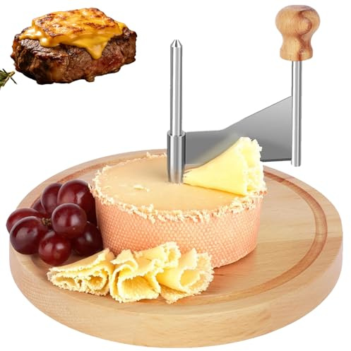 Stainless Steel Cheese Curler Wheel with Lid - Sharp Blade & Wood Base Non-Slip Pads to Create Rose-Shaped Cuts, Reveal Rich Flavor for Restaurants, Cafes, Home Kitchen (1Set)