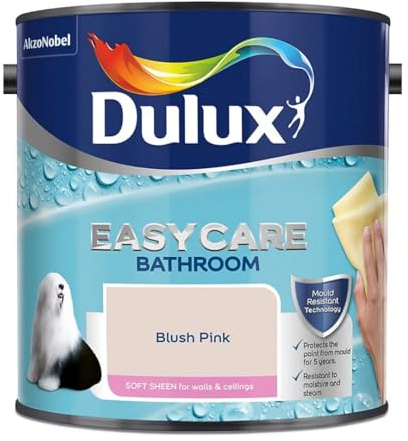 Blush Pink Dulux Easycare Bathroom Soft Sheen Paint 2.5L – Moisture & Steam Resistant, Mould Protection, Washable Durable Finish for Bathroom Walls & Ceilings
