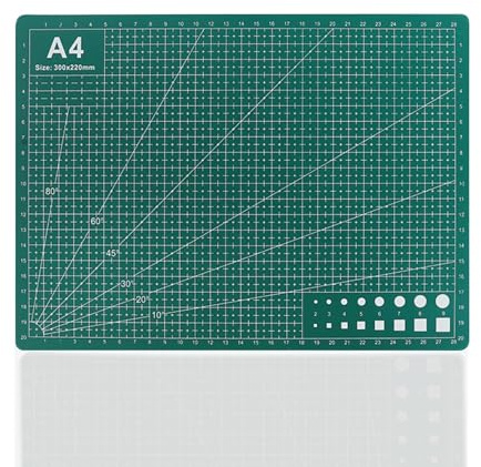 A4 Cutting Mat (30cm × 22cm), Double-Sided Crafting Board for Quilting, Sewing, Scrapbooking, Fabric and Paper Crafts, Flexible, Non-Slip with Precision Grid Lines and Measurement Markings