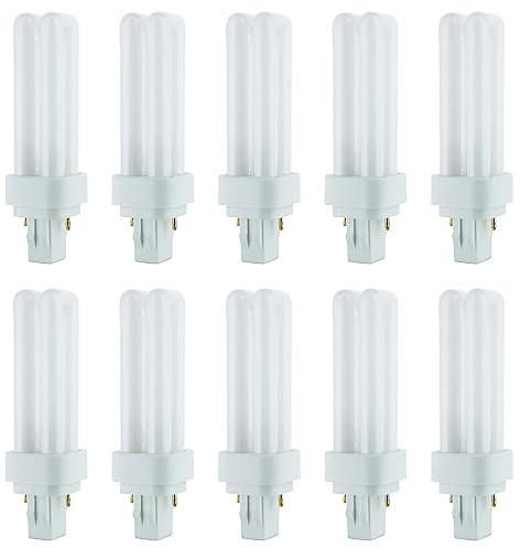 Sunlite 40543 PLD13/SP65K/10PK Double Twin Tube Compact Fluorescent Lamp, PLD 2-Pin, 13 Watts, 660 Lumens, 6500K Daylight, 2-Pin (GX23-2) Base, 10 Pack