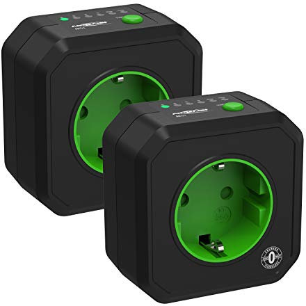 ANSMANN timeruttag AES1/energibesparande uttag med timer för hushållsapparater: Värmefläkt, kaffemaskin, tvättmaskin och mycket mer. /Driftstid via knappfunktion justerbar 2-pack
