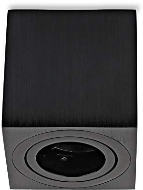 Sweet Led Aufbauspot eckig GU10 Schwarz gebürstet – 1er Aufbaustrahler 230V Aluminium Ø80x84mm – Schwenkbar für Innen – Ohne Leuchtmittel