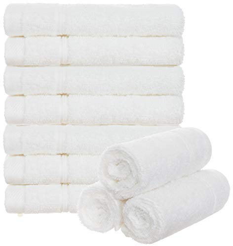 Brandsseller 10er Set Seiftuch 30 x 30 cm Waschlappen Frottier Seiflappen Gästehandtuch mit Aufhänger Baumwolle 470 g/m² Bad Haushalt - Weiß