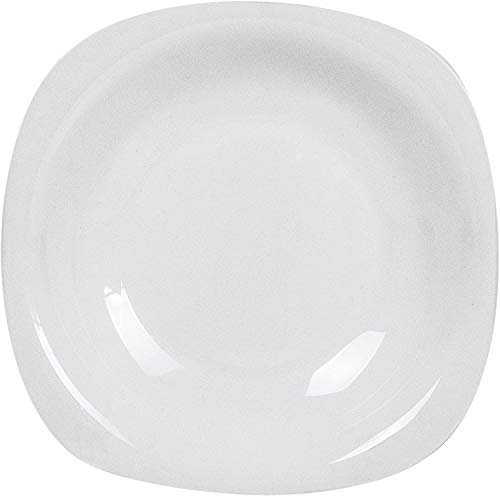Set da 6 Pezzi Piatti in Vetro Opale Bianco Bormioli Parma quandrato (Piatti Fondi 23cm)