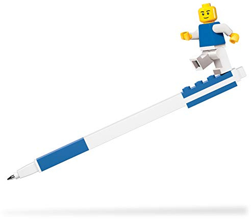 IQ LEGO Briefpapier-Brieffreund – blauer LEGO-Gelstift und klassische Minifigur