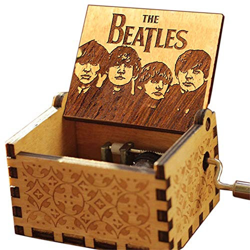 Cuzit Caja musical de madera con manivela de mano de madera de The Beatles Let it Be