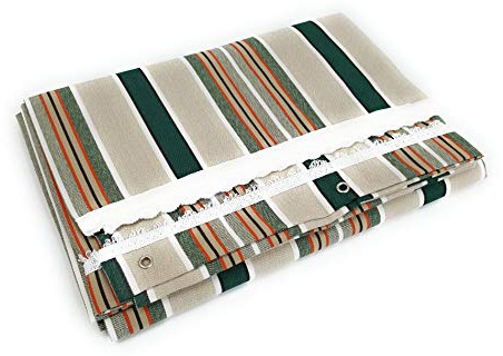 Viglietti Rideau de soleil à rayures pour balcon ou terrasse, avec anneaux et crochets, tissu résistant pour extérieur, dimensions 140 x 300 cm (vert orange rayé)