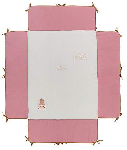 Nattou Laufgittereinlage mit Seitenpolsterung Kaninchen Pauline, 95 x 75 cm, Pauline und Sasha, Altrosa/Weiß, mehrfarbig, 244299