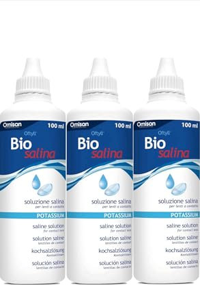 Oftyll Biosalina - Risciacquo ed Idratazione delle Lenti a Contatto. Soluzione Salina con Potassio - Tripack 3 x 100 ml