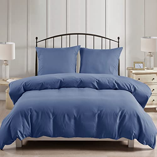 PHF Bettwäsche 135x200, Bettbezüge 135x200 cm mit 2er Kissenbezüge 80x80 cm, Weich und Bügelfrei Bettwäsche 135x200cm aus Mikrofaser mit Reißverschluss,Marine Blau