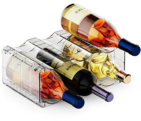 BOPai Clear Wine Racks for Refrigerator, Water Bottle Organizer, 6 Bottles