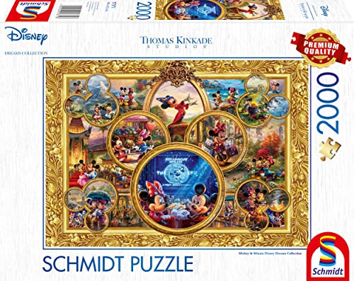 Schmidt Spiele 57371 Thomas Kinkade, Disney, Mickey & Minnie, Dream Collage 2, 2000 Teile Puzzle