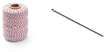 HENDI Bratenschnur, Roulade, Grillschnur, Küchengarn, Spule mit 200g Schnur Aus T/C-Baumwolle, einer Baumwoll-Polyester-Mischung, Stückzahl: 1, Ca. 132m & IBILI 796000 Spicknadel, Silber