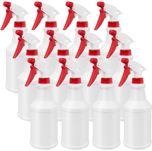 ASMIZ 12 Pack Plastic Water Spray Bottles 500ml Refillable Empty Spray Bottle for Cleaning, Leakproof Adjustable Nozzle Stream/Mist Sprayer Bottle for Bathroom, Kitchen, Commercial, Residential