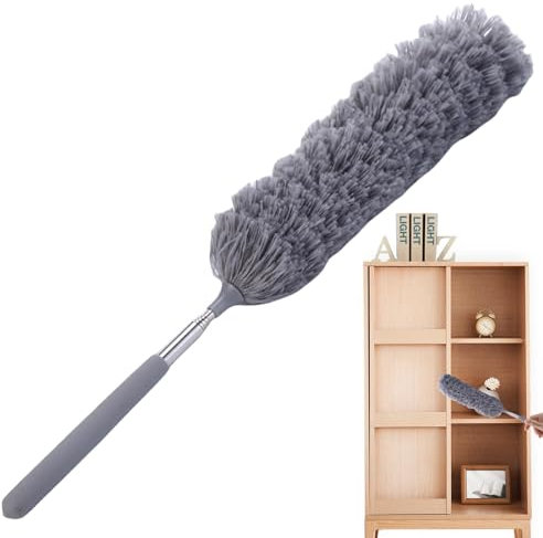 galeyyu Spolverino telescopico, Spolverino da soffitto con asta di prolunga | Spazzola per spolverare in fibra riutilizzabile - Strumento di pulizia flessibile e pieghevole, ragnatela e spolverino da