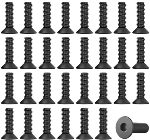 30 Stück Flachkopfschrauben M5 M5 Schrauben Schwarz M5 X 16mm Innensechskant Edelstahl Vollgewinde Schwarzes Schraube mit Abgesenktem Kopf für Maschinenausrüstung und Wohnmöbel