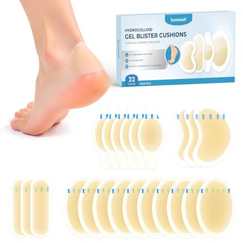 Sumiwish Apósitos Hidrocoloides 22 Uds Parches Hidrocoloides Impermeables, Apósitos Adhesivos para Talón, Dedos Protector Anti-rozaduras para Ampolla en el Pie Tiritas Doméstico General -Variety Pack