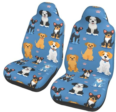 Mexpekil 2 coprisedili per auto con cani carini razze protezione per sedile auto completo copertura universale per interni auto accessori per uomini donne