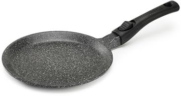 Pradel Excellence, PCUI001019, Crêpespfanne Premium aus Geschmiedetem Aluminium Ø24cm, Antihaftbeschichtung in Steinoptik, Abnehmbarer Griff, alle Herdarten