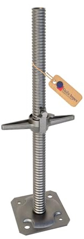 GeZu Impex Scaffold Adjustable Leveling Base Jack 500 x 38 mm Electro Zinc Plated Set of 4 Solid Stem Screw Jack with Base Plate Baker Style Scaffolding Feet