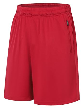 Ewbob Boys School Shorts PE Shorts Boys Kids Lightweight Breathable Red