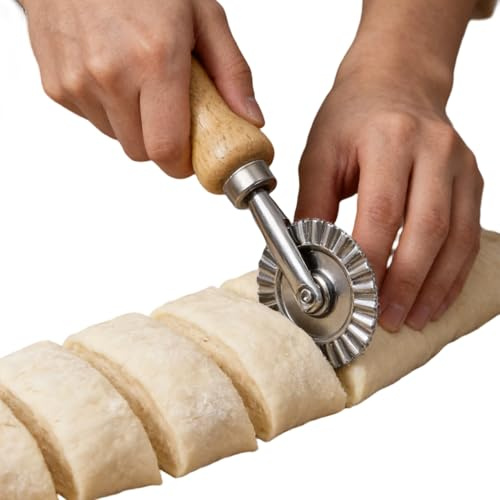 Tagliapasta a rotella – manico in legno | rotella – diametro 1,5 pollici – Crimping Wheel per ravioli pizza, biscotti, pasta, da forno in acciaio, confezione da 1 pezzo 2026