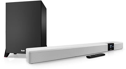 Teufel CINEBAR 22 Power Edition - Barra de Sonido Dolby Atmos 5.1 con subwoofer inalámbrico más Potente, 8 Tonos, Sistemas de Cine en casa, HDMI 3D ARC CEC, 4K Pass-Through, Panel táctil- Negro
