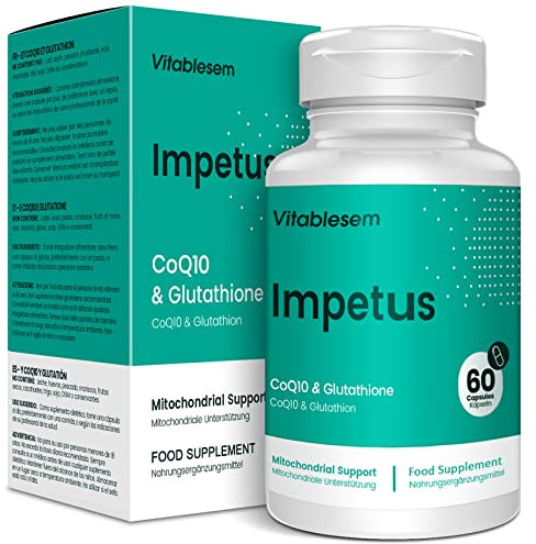Coenzym Q10 Komplex 520 mg – Coenzym Q10 Hochdosiert – mit L-Glutathion – Fermentiertes Ubichinon, CoQ10 Ergänzung - 60 Vegane Kapseln, Sojafrei, Glutenfrei