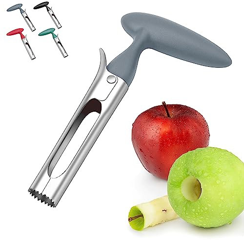 Senshuomy Premium Apple Corer with ABS Handle and Serrated Stainless Steel Blade - Easy-to-Use Apple Core Remover for Pears, Bell Peppers, Fujis, and Crispy Fruits-17.5cm(Grey)