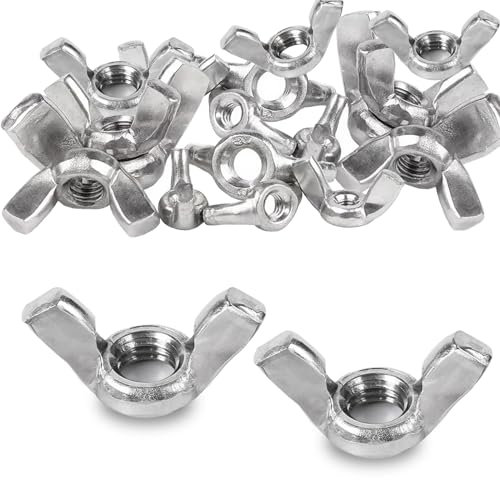 GothicBride 25 Stück Flügelmutter M6, Edelstahl 304 Hand Schraub Flügelmuttern Schmetterlingsmutter DIN 315 Rostfreie Wing Nut, Standard Schmetterlingsmuttern für Flügelschraube