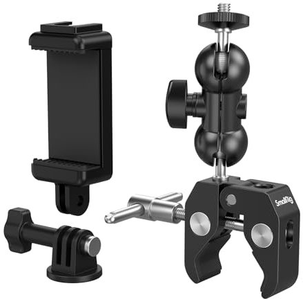 SMALLRIG Kit de Abrazadera, Brazo Mágico con Cabeza de Bola, Súper Clamp Carga 1,5kg Grabar sobre Trípode, para Flashes, Luces LED, Monitores, Micrófonos, Teléfonos o Cámaras de Acción - 4373