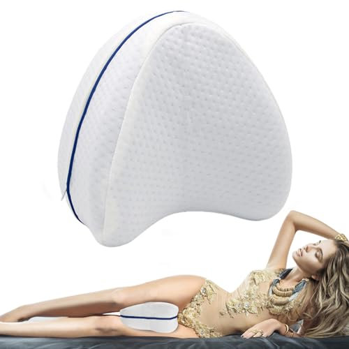ROXANEPIG Beinkissen, Kniekissen für Seitenschläfer – ergonomisches Seitenschläferkissen für optimale Unterstützung – Memory Foam Kissen für Seitenschläfer stützt Beine, Knie und Rücken (Weiß)