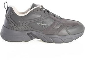 Calvin Klein Uomo Sneakers Suola Grossa Retro Tennis Low Lace in Pelle, Grigio (Charcoal Grey), 46
