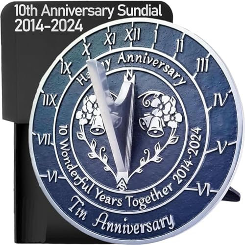 ANTIQUEMEDIEVAL Sonnenuhr zum 10. Hochzeitstag 2024, mit Ständer, 25,4 cm