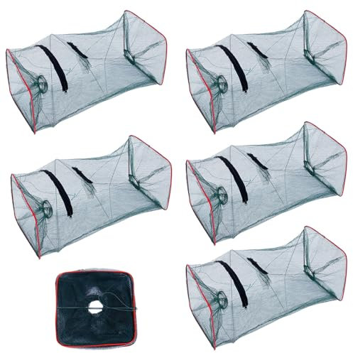UAPPO 5 Stück krebsreuse fischreuse reusen für fischfang Fishing Köderfischreuse Fisch Reuse Fischfang Fischreuse Köder Faltbare Fischfalle Krebsreuse 22×22×45cm