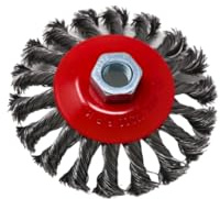 Spazzola metallica intrecciata per smerigliatrice angolare 100 mm, filettatura M14 x 2, efficace rimozione di ruggine e colore, qualità professionale per la lavorazione dei metalli, officina e fai da
